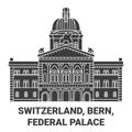 Switzerland, Bern, Federal Palace travel landmark vector illustration