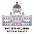 Switzerland, Bern, Federal Palace travel landmark vector illustration