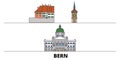 Switzerland, Bern flat landmarks vector illustration. Switzerland, Bern line city with famous travel sights, skyline