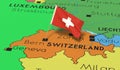 Switzerland, Bern - national flag pinned on political map