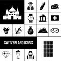 Switzerland black icons set