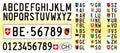 Switzerland car plate, letters, numbers and symbols