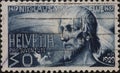 Switzerland - Circa 1929: a postage stamp printed in the Switzerland showing showing a portrait of the national saint Nikolaus von