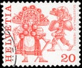 SWITZERLAND - CIRCA 1977: A stamp printed in Switzerland mind shows Regional Folk Customs with inscriptions