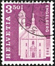 SWITZERLAND - CIRCA 1964: A stamp printed in Switzerland shows Benedictine Abbey, Engelberg, circa 1964.