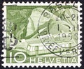 SWITZERLAND - CIRCA 1949: A stamp printed in Switzerland shows train track to Rochers de Naye, circa 1949.