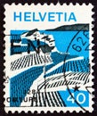 SWITZERLAND - CIRCA 1973: A stamp printed in Switzerland shows Riex (Waadt). Royalty Free Stock Photo