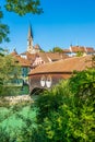 Switzerland city Baden with Woodenbridge Royalty Free Stock Photo