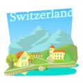 Switzerland country concept, cartoon style