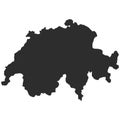 Switzerland country outline dark silhouette map, national borders, country shape