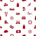 Switzerland country theme icons seamless pattern