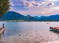 Switzerland.Evening.A picturesque lake.Beautiful sky with clouds.