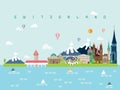 Switzerland Famous Landmarks Infographic Templates for Traveling Minimal Style and Icon, Symbol Set Vector Illustration Can be use