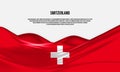 Switzerland flag design. Waving Swiss flag made of satin or silk fabric. Royalty Free Stock Photo