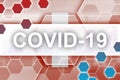 Switzerland flag and futuristic digital abstract composition with Covid-19 inscription. Coronavirus outbreak concept