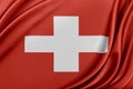 Switzerland flag with a glossy silk texture. Royalty Free Stock Photo