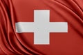 Switzerland flag with a glossy silk texture. Royalty Free Stock Photo