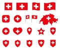 Switzerland flag icons set, national flag of Switzerland symbols Royalty Free Stock Photo