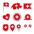 Switzerland flag icons set, national flag of Switzerland symbols Royalty Free Stock Photo