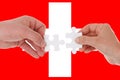 Switzerland flag, intergration of a multicultural group of young people Royalty Free Stock Photo