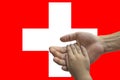 Switzerland flag, intergration of a multicultural group of young people Royalty Free Stock Photo