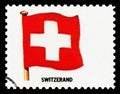 SWITZERLAND FLAG - Postage Stamp isolated on black