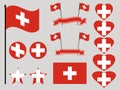 Switzerland flag set. Collection of symbols heart and circle. Vector Royalty Free Stock Photo