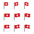 Switzerland flag symbols set, national flag icons of Switzerland Royalty Free Stock Photo
