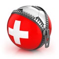 Switzerland football nation - football in the unzipped bag with Swiss flag print