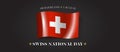 Switzerland happy national day greeting card, banner with template text vector illustration Royalty Free Stock Photo