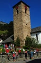 The historic church in Adelboden from the 12. century in the Swiss Alps