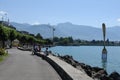 Switzerland: The lake-promenade of Vevey-City at Lake Geneva
