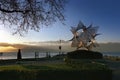 Switzerland: Lausanne-Ouchy at lake Geneva at sunset Royalty Free Stock Photo