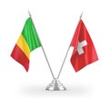 Switzerland and Mali table flags isolated on white 3D rendering