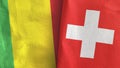 Switzerland and Mali two flags textile cloth 3D rendering