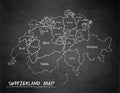 Switzerland map administrative division  separates regions and names  design card blackboard chalkboard Royalty Free Stock Photo