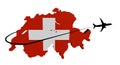 Switzerland map flag with plane and swoosh illustration Royalty Free Stock Photo