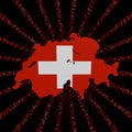 Switzerland map flag on red hex code burst illustration Royalty Free Stock Photo