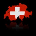 Switzerland map flag with reflection illustration Royalty Free Stock Photo