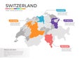 Switzerland map infographics vector template with regions and pointer marks