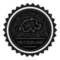 Switzerland Map Label with Retro Vintage Styled.