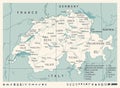 Switzerland Map - Vintage Vector Illustration Royalty Free Stock Photo