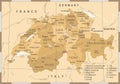Switzerland Map - Vintage Vector Illustration Royalty Free Stock Photo