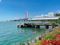 Berth for mooring pleasure boats on Lake Geneva Royalty Free Stock Photo