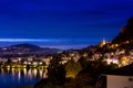 Switzerland, Montreux, night view with lake Royalty Free Stock Photo