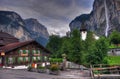 Switzerland mountain landscape with waterfall Royalty Free Stock Photo