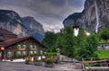 Switzerland mountain landscape with waterfall