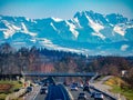 Switzerland mountains and highway Royalty Free Stock Photo