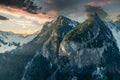 Switzerland mountains at sunset Royalty Free Stock Photo