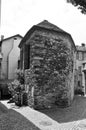 Switzerland: A old stone house in the narrow pedrestian zone of Ascona City